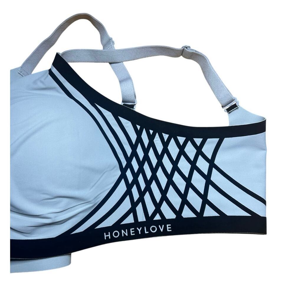 Honeylove Silhouette Wireless Bra Black Gray Womens  2X  Velvet Detail LiftWear - Picture 2 of 11